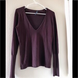 Gucci Deep Purple V-Neck Long Sleeve Top